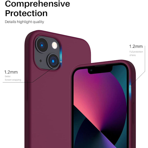 Iphone 13 Case Liquid Silicone Ultra Thin Full Coverage Shockproof Protective Soft For 6.1 Inch Red Wine Cases Covers & Skins