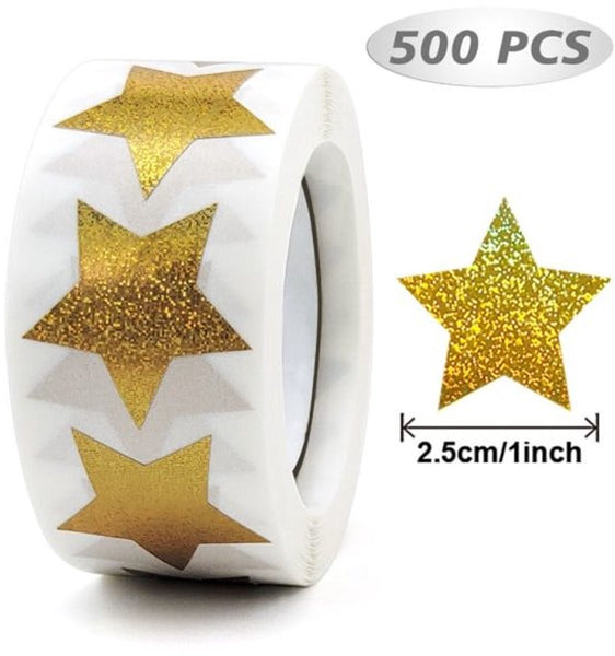 500 Star Holographic Foil Self Adhesive 2.5Cm Diameter Stickers