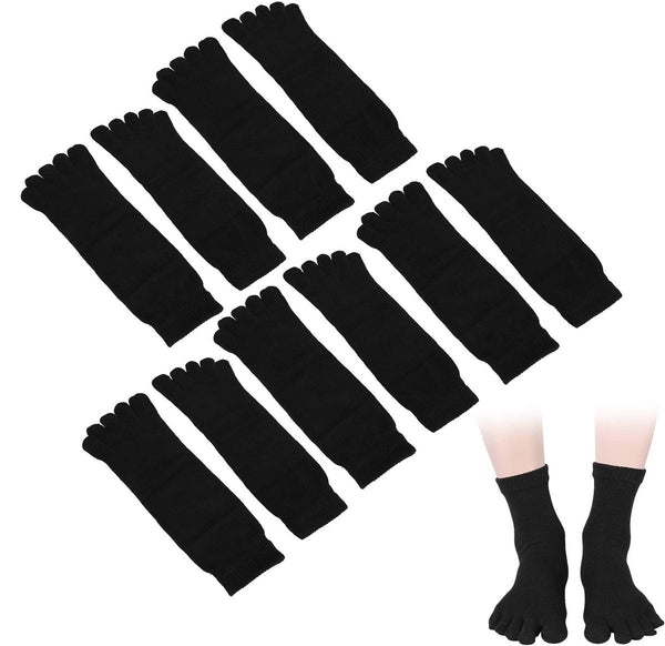 Pack Of 5 Pairs Split Toe Breathable Men's Sports (Black) Socks