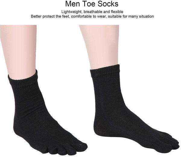 Pack Of 5 Pairs Split Toe Breathable Men's Sports (Black) Socks