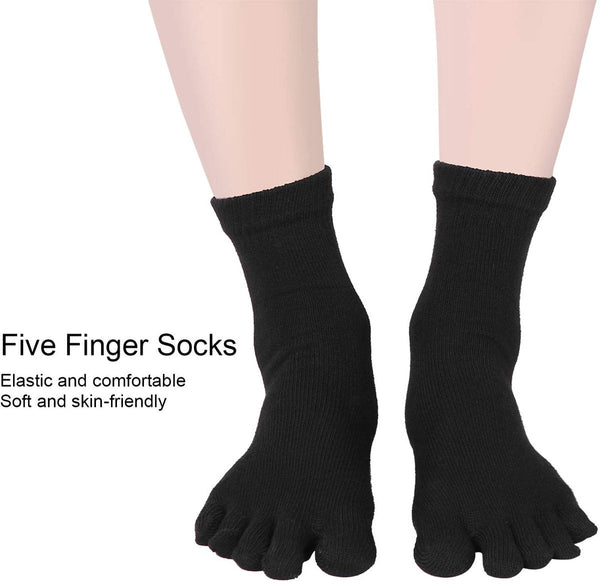 Pack Of 5 Pairs Split Toe Breathable Men's Sports (Black) Socks