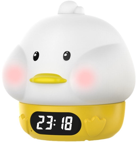 Night Light For Kids Duck Shaped Temperature Display Rgb Color Change Wake Up Timer Bedroom Desk Lamp Silicone Baby Night Lights