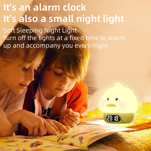 Night Light For Kids Duck Shaped Temperature Display Rgb Color Change Wake Up Timer Bedroom Desk Lamp Silicone Baby Night Lights