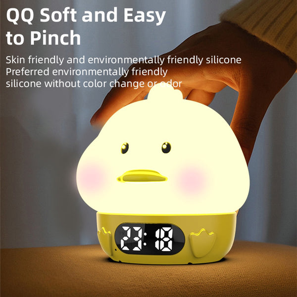 Night Light For Kids Duck Shaped Temperature Display Rgb Color Change Wake Up Timer Bedroom Desk Lamp Silicone Baby Night Lights