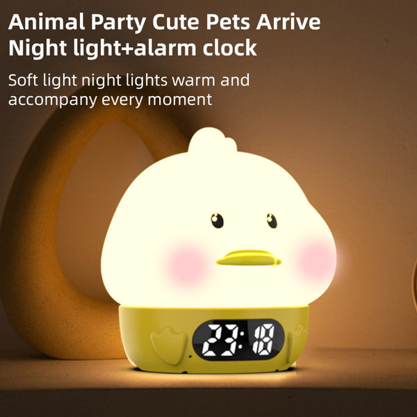 Night Light For Kids Duck Shaped Temperature Display Rgb Color Change Wake Up Timer Bedroom Desk Lamp Silicone Baby Night Lights