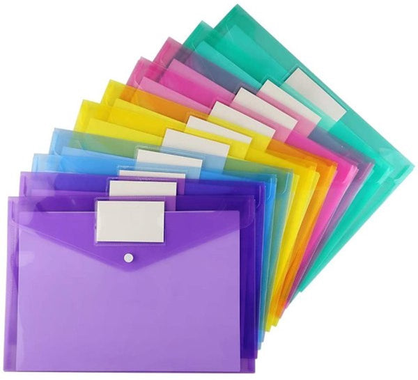 A4 Folders Buttons Colored Envelopes Pack Of 10 Paper Products