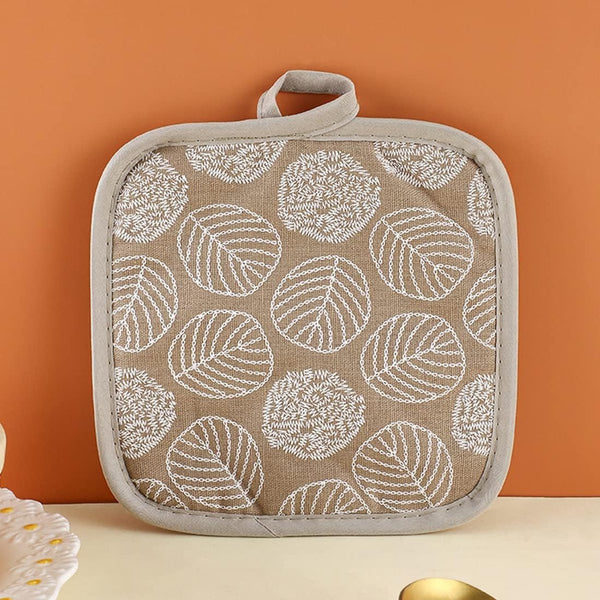 4 Pack Green Leaf Cotton Linen Heat Insulation Mats Non Slip Pot Holders Oven Mitts & Potholders