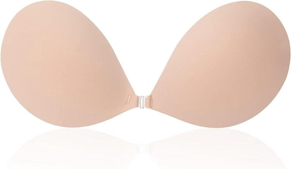 1 Round Bra Cup Strapless Invisible Silicone Transparent Push Up Seamless Design Front Closure Beige A Bra Accessories