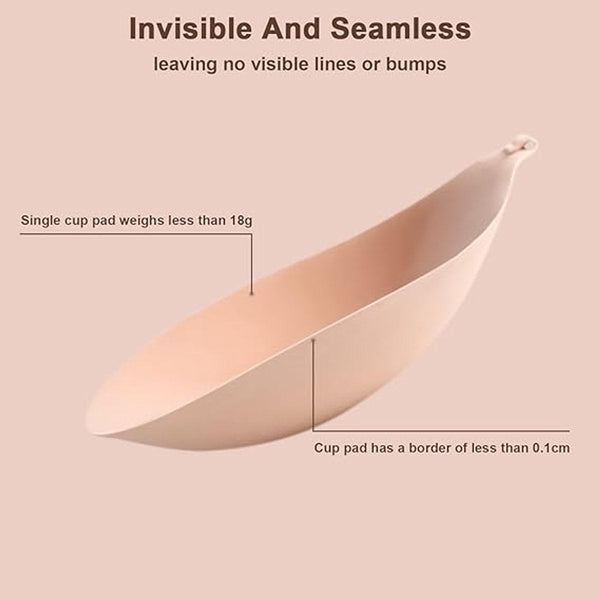 1 Round Bra Cup Strapless Invisible Silicone Transparent Push Up Seamless Design Front Closure Beige A Bra Accessories