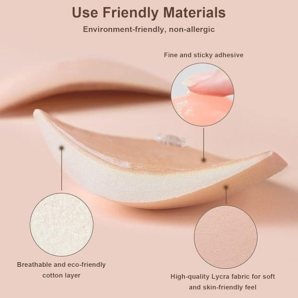 1 Round Bra Cup Strapless Invisible Silicone Transparent Push Up Seamless Design Front Closure Beige A Bra Accessories