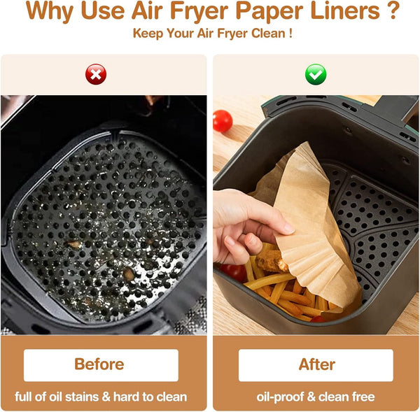 100 Pack 20Cm Square Air Fryer Liners Non Stick Bpa Free Baking Paper Air Fryer Accessories