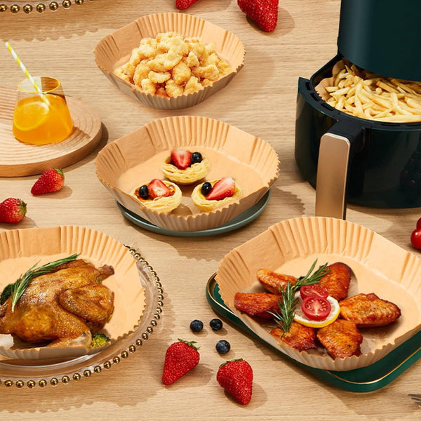 100 Pack 20Cm Square Air Fryer Liners Non Stick Bpa Free Baking Paper Air Fryer Accessories
