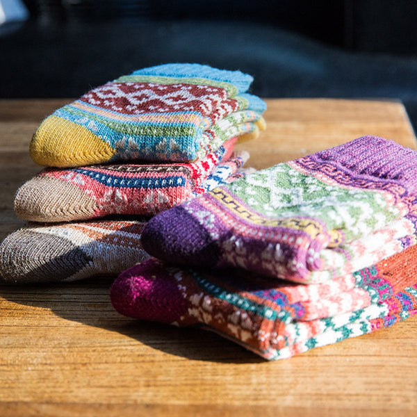 Pack Of 5 Pairs Thick Warm Women's Socks For Autumn And Winter Chunky Knitted Womens Socks