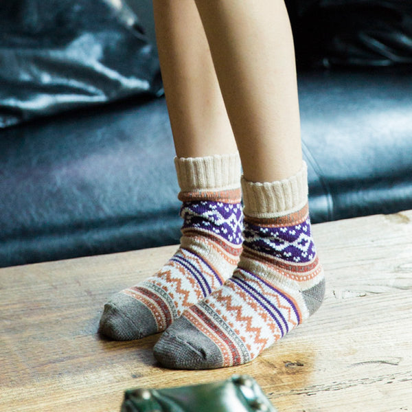 Pack Of 5 Pairs Thick Warm Women's Socks For Autumn And Winter Chunky Knitted Womens Socks