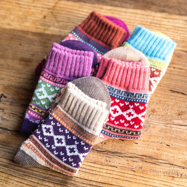 Pack Of 5 Pairs Thick Warm Women's Socks For Autumn And Winter Chunky Knitted Womens Socks