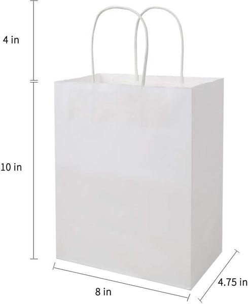 Pack Of 20 Size 21*11*27Cm Medium White Kraft Paper Bags With Handles Gift Craft Shopping Birthday Wedding Business Gift Bags