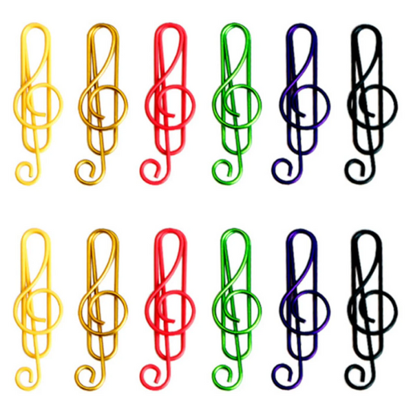 100 Pack Music Note Shaped 37Mm Vibrant Colors Paperclips