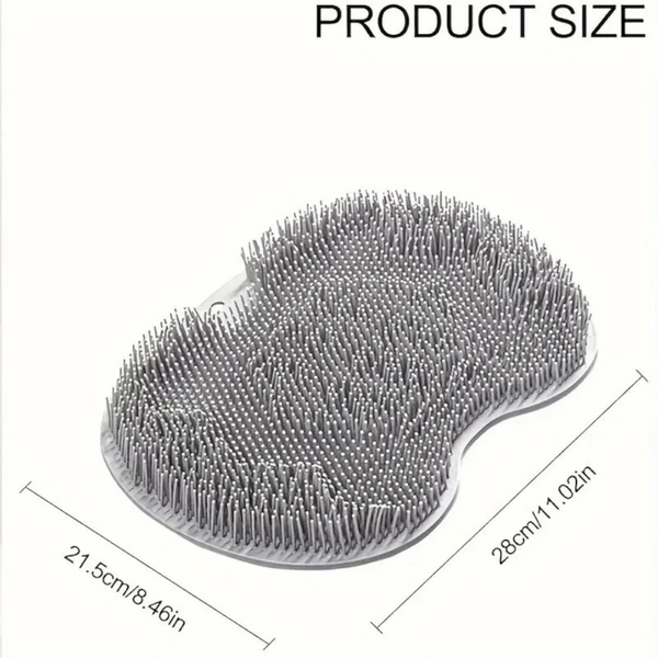 Silicone Non Slip Shower Foot Scrubber & Back Massager Gray Bath Mats Rugs & Toilet Covers
