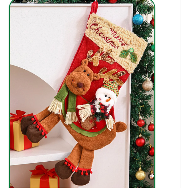 Large Christmas Stocking Gift Bag Children's Preschool Old Snowman Decoration Gift Bags