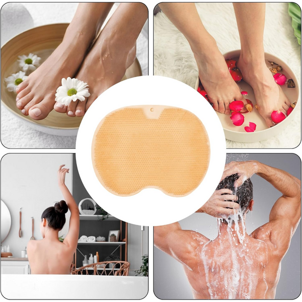 Orange Silicone Non Slip Shower Foot Scrubber With Back Massager Bath Mats Rugs & Toilet Covers
