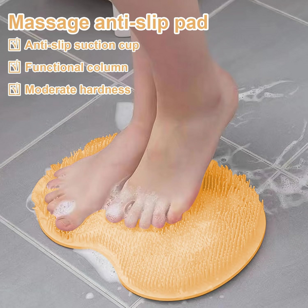 Orange Silicone Non Slip Shower Foot Scrubber With Back Massager Bath Mats Rugs & Toilet Covers