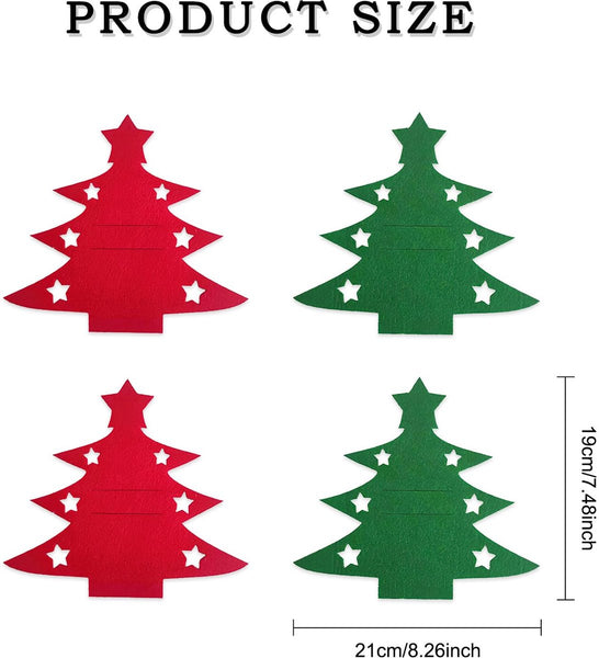 Christmas Tree Cutlery Holder Set 24 Piece Silver Felt Seasonal Decorations
