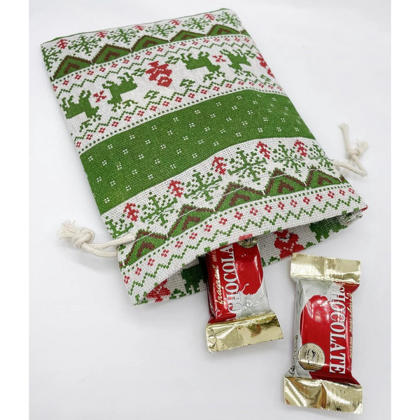 24 Pack Christmas Linen With Drawstring 13X18cm Reusable Party Favors Gift Bags