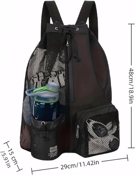 Backpack Sports Bag Travel Training Swimming 30*15*45Cm Mesh Material Drawstring Design Side Storage Space Unisex Suitable For Fitness Dancing Camping