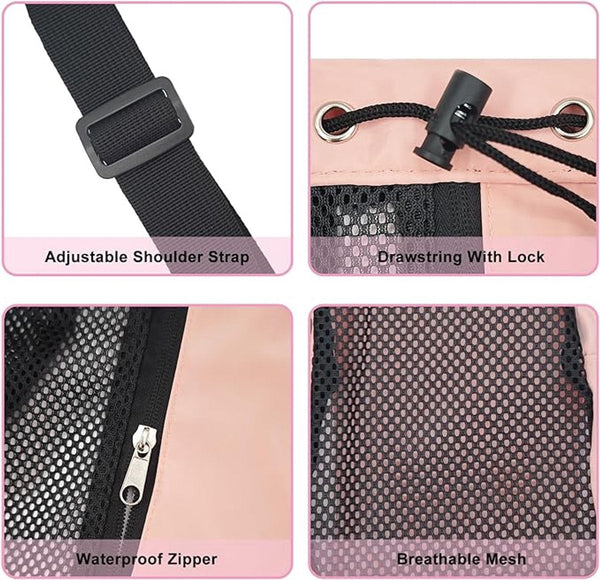 Backpack Sports Bag Travel Training Swimming 30*15*45Cm Mesh Material Drawstring Design Side Storage Space Unisex Suitable For Fitness Dancing Camping