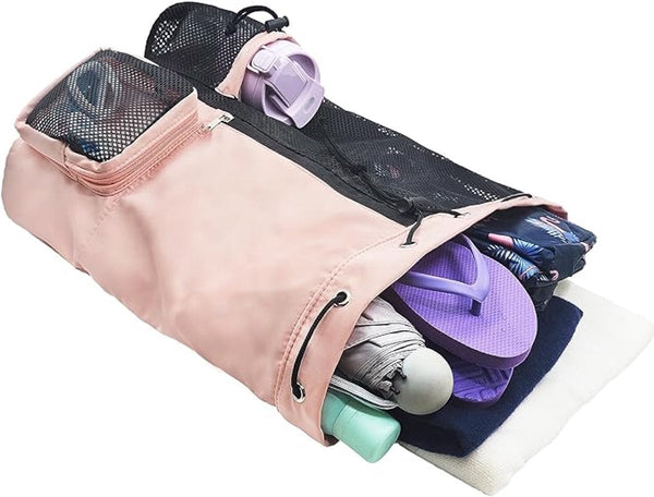 Backpack Sports Bag Travel Training Swimming 30*15*45Cm Mesh Material Drawstring Design Side Storage Space Unisex Suitable For Fitness Dancing Camping