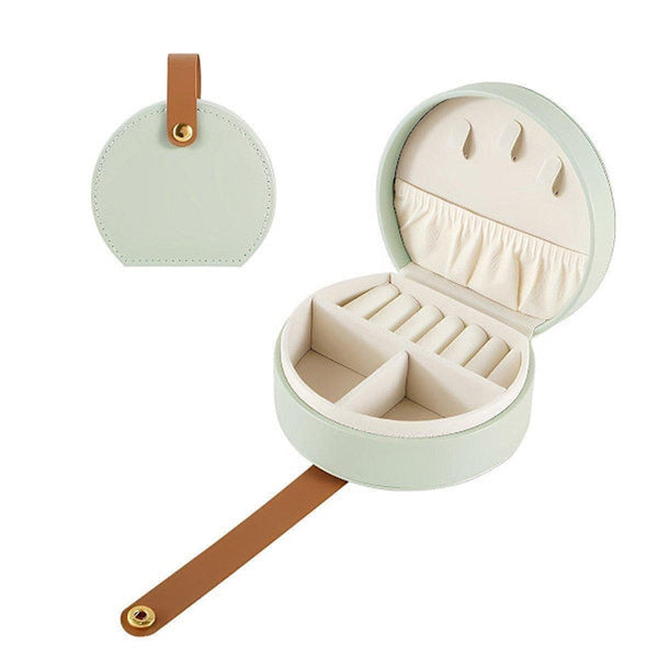 Green Pu Leather Jewelry Box For Travel Necklaces Rings Earrings Jewellery Boxes
