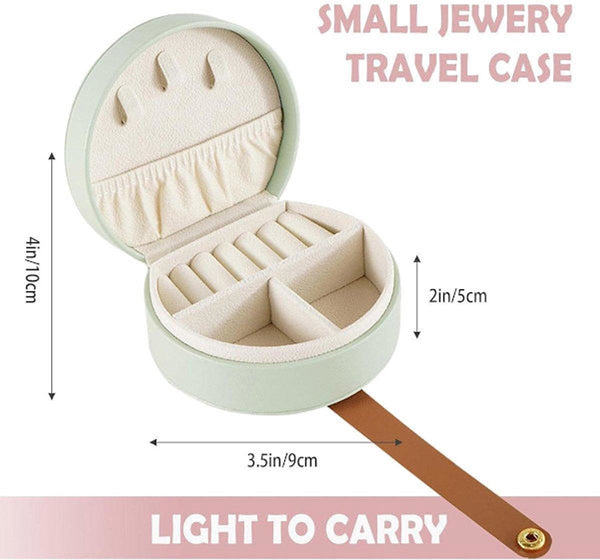 Green Pu Leather Jewelry Box For Travel Necklaces Rings Earrings Jewellery Boxes