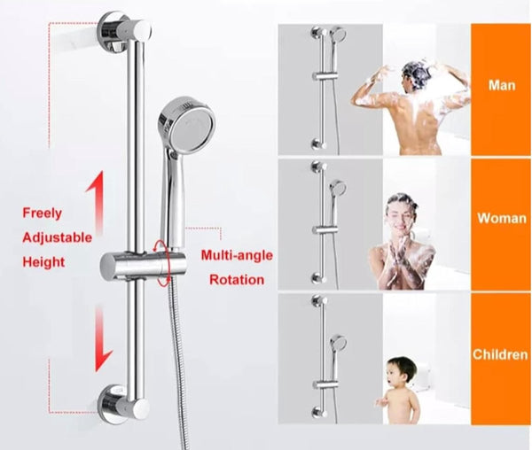 24Mm Shower Rod Slide Rail Holder Silver Abs Shower Head Holders