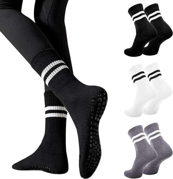 3 Pack Non Slip Yoga Socks For Women Pilates Ballet Dance Trampoline Womens Socks