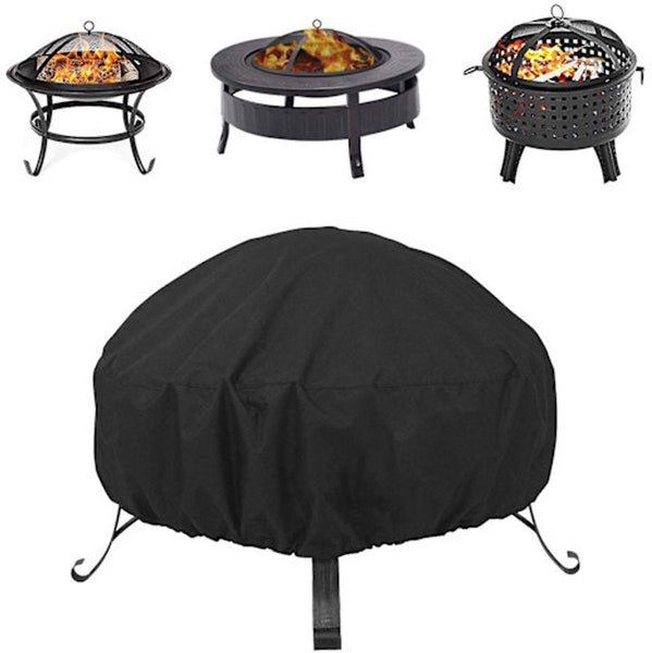 Waterproof Round Grill & Fire Pit Cover Oxford Cloth Uv Wind Resistant 122X46cm Fire Pits