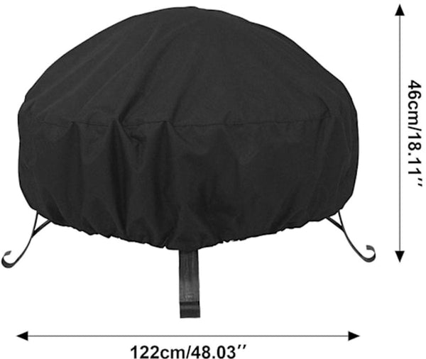 Waterproof Round Grill & Fire Pit Cover Oxford Cloth Uv Wind Resistant 122X46cm Fire Pits