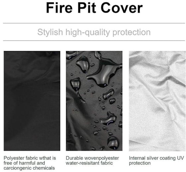 Waterproof Round Grill & Fire Pit Cover Oxford Cloth Uv Wind Resistant 122X46cm Fire Pits