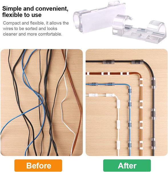 40 Pack 7Mm Adhesive Cable Organizer Clips For Home & Office Cable Cleats Clamps & Ties