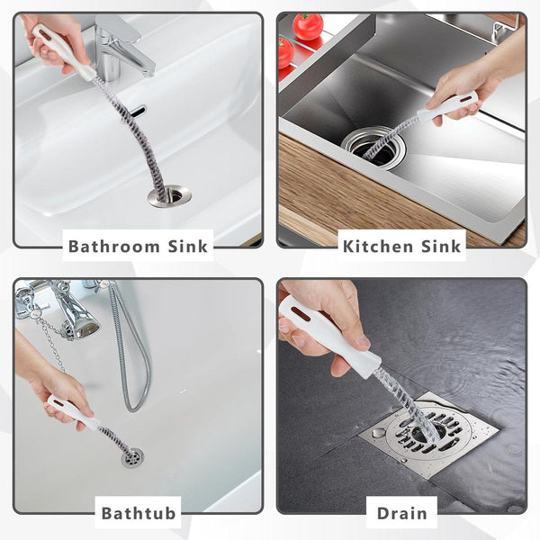 4 Piece Sink & Drain Cleaning Brush Set 45Cm Flexible Tool Cleaning Brushes