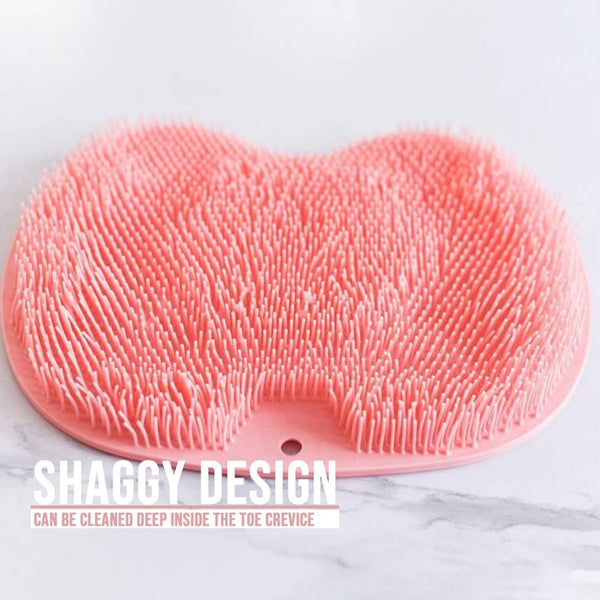 Pink Silicone Non Slip Shower Foot Scrubber & Back Massager With Suction Cups Bath Mats Rugs & Toilet Covers