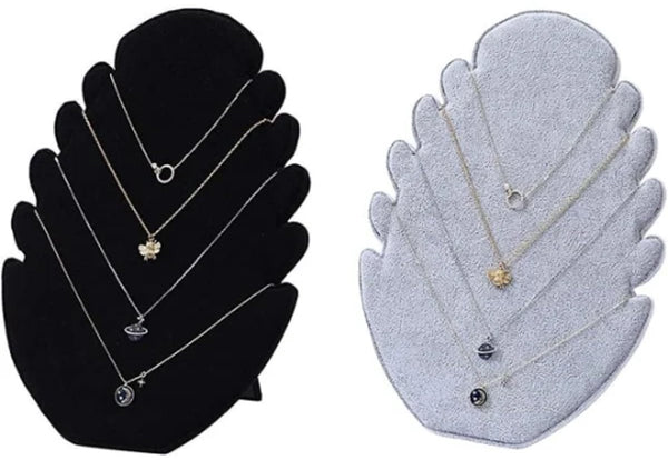 Set Of 2 Velvet Necklace Display Racks With 5 Compartments Jewellery Holders & Organisers