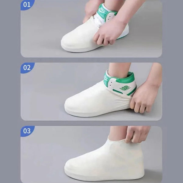 Overshoes 1 Pair Waterproof Silicone Reusable Non Slip Suitable For Outdoor Activities (White Size M) Shoe Covers