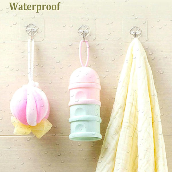 24 Pack Transparent Self Adhesive Hooks Waterproof & Durable Hooks & Hangers