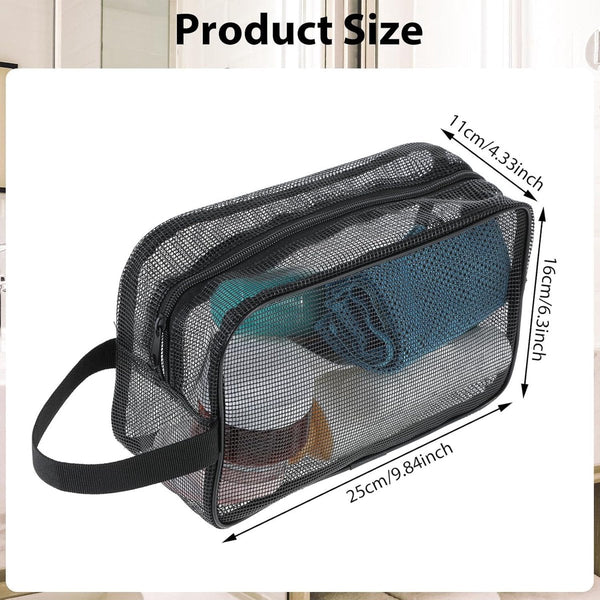Toiletry Bag Black Mesh Perfect For Travel Organizer Gym Camping Makeup Bags & Cases