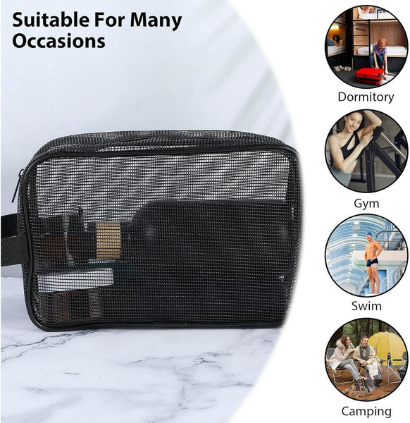 Toiletry Bag Black Mesh Perfect For Travel Organizer Gym Camping Makeup Bags & Cases