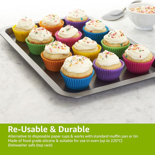 Round Reusable Pack Of 12 (Ovenproof Up To 220Ac) Assorted Colors Baking Trays
