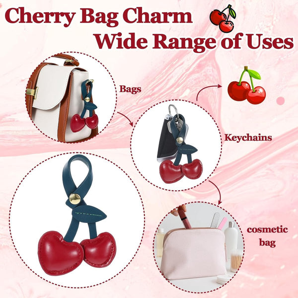 Cute Leather Cherry Bag Charms For Women & Girls Pu Pendant Charms & Pendants