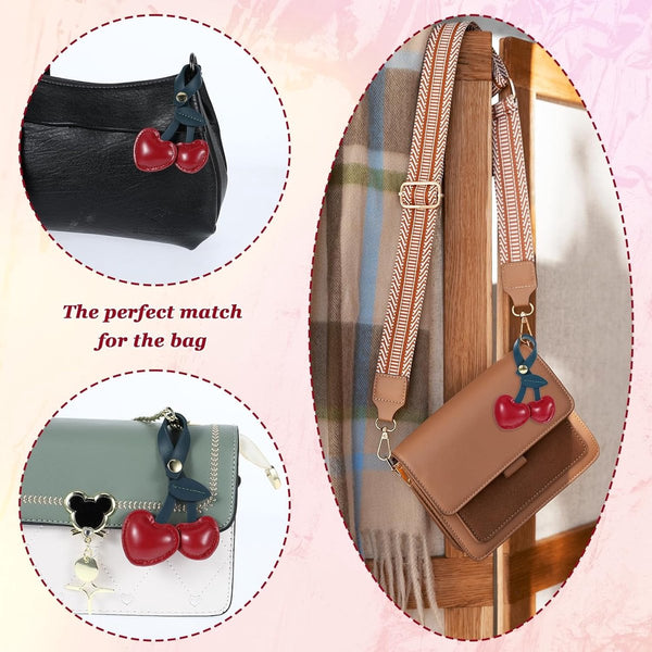 Cute Leather Cherry Bag Charms For Women & Girls Pu Pendant Charms & Pendants