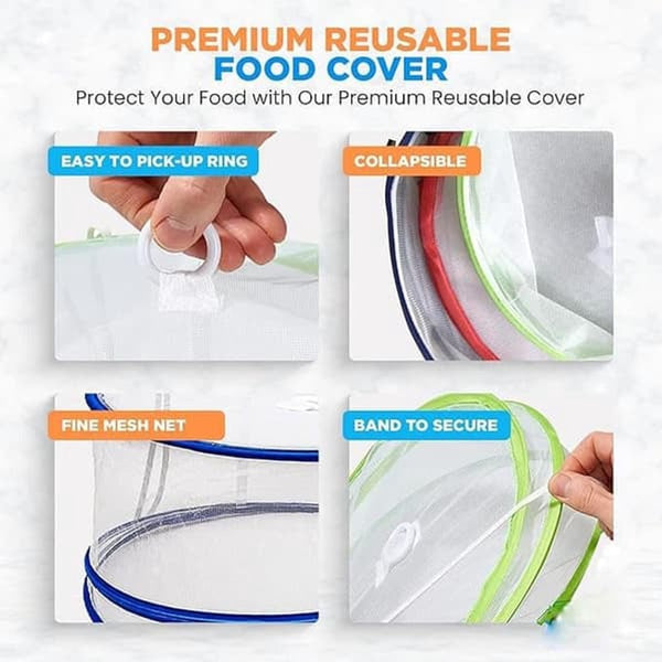 3 Pack Green Pop Up Food Umbrellas With Fine Mesh Foldable Insect Screen Food Covers