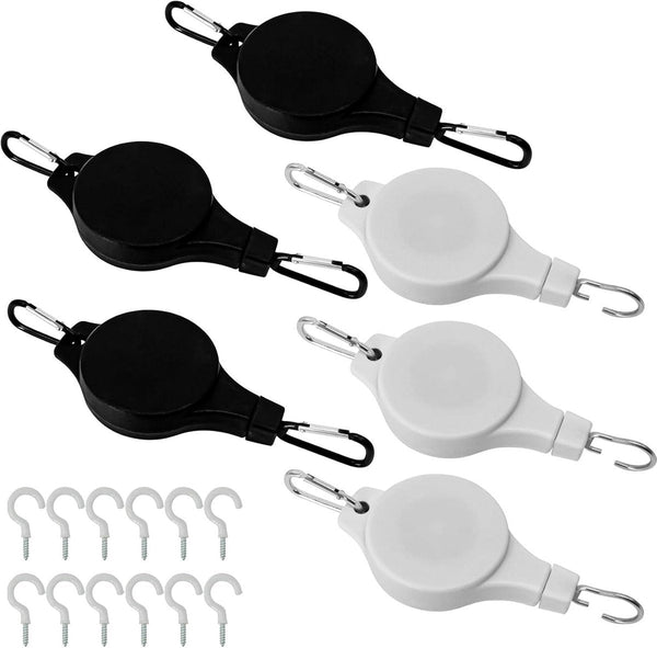 6 Pack Retractable Plant Hangers For Flower Baskets Pots Feeders Planters & Vases